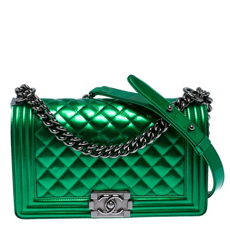 chanel boy green metallic|chanel bag.